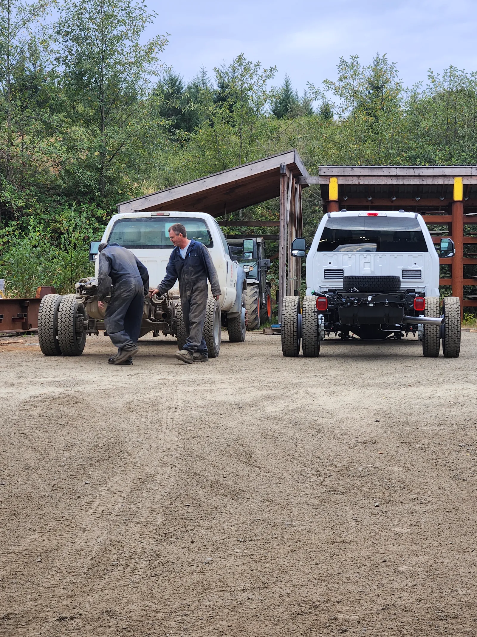 Service truck chassis preparation