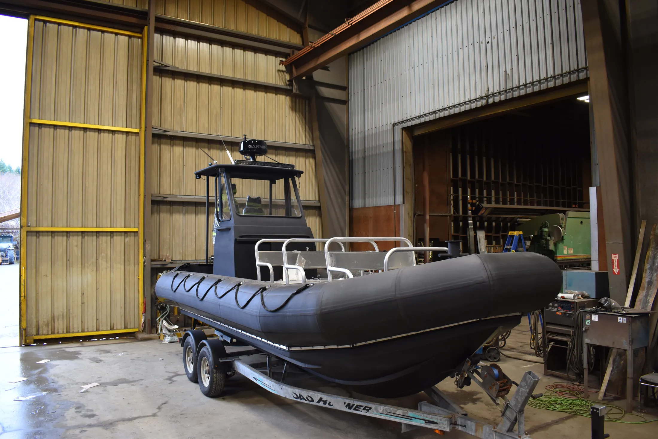 25 ft custom RIB vessel in the MacTavish shop