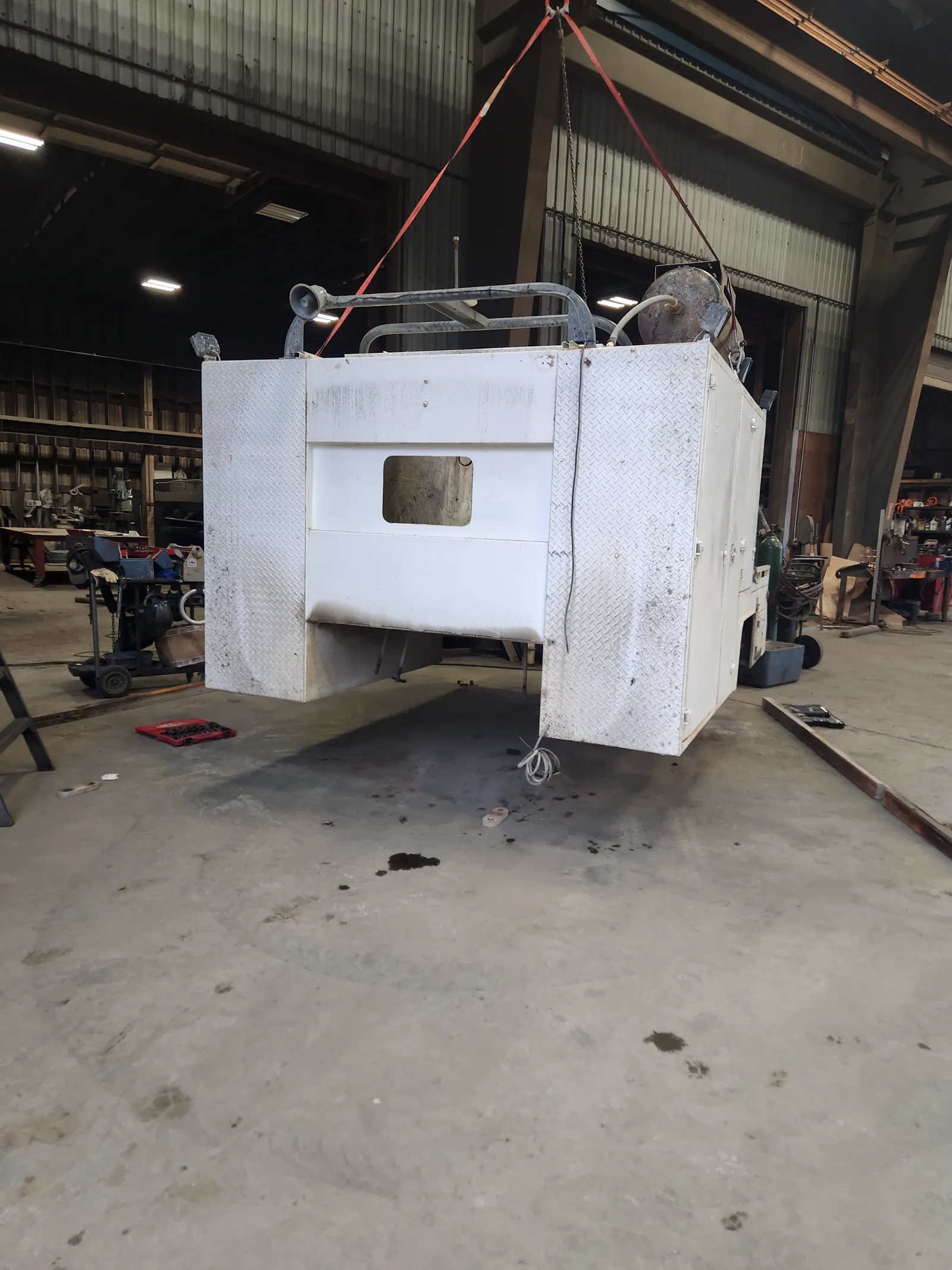 Service body under fabrication in the shop